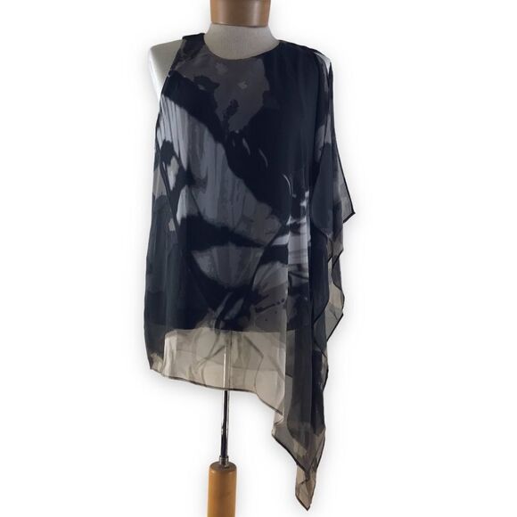 Alfani sheer gray asymmetrical top size L - Picture 1 of 10